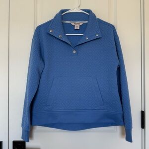 Tommy Bahama Snap Front Mock Neck Quilted Pullover Grenada Sky
